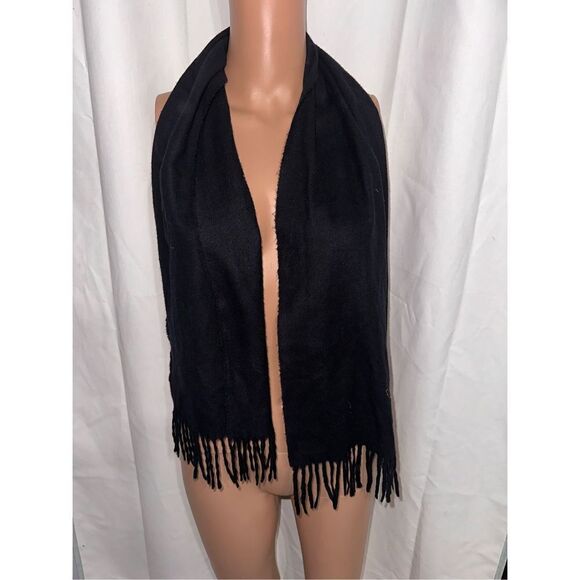 Nice Cashmink Black Fringe Winter Scarf Wrap Acrylic Germany Unisex Good Conditi - Picture 3 of 4